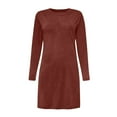 thumbnail image 6 of Muscularfit Fall Dress Waist Loose Dress Crew Neck Midi Long Sleeve Holiday Dress, 6 of 6
