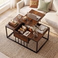thumbnail image 2 of ELLEGNT Modern Lift Top Coffee Table – Accent Tea Table & Center Table for Living Room, Rustic Brown, 2 of 10