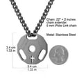 thumbnail image 5 of HZMAN Mens Fashion Stainless Steel Fitness Gym Dumbbell Weight Plate Barbell Chain Pendant Necklace (Black), 5 of 6