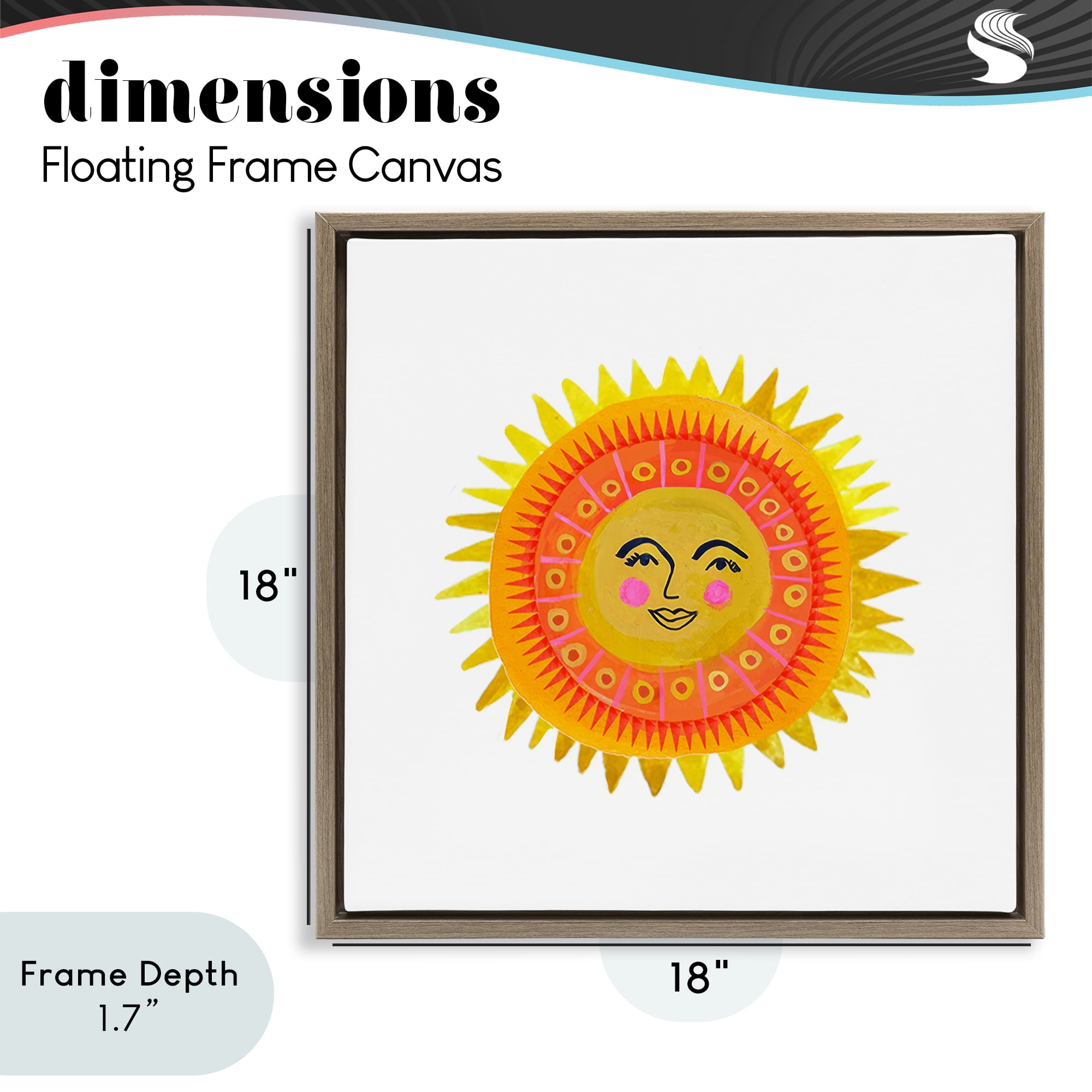 Stupell Industries Eccentric Bohemian Sun Brown Framed Floater Canvas Wall Art, design by Katherine Herrell Studio