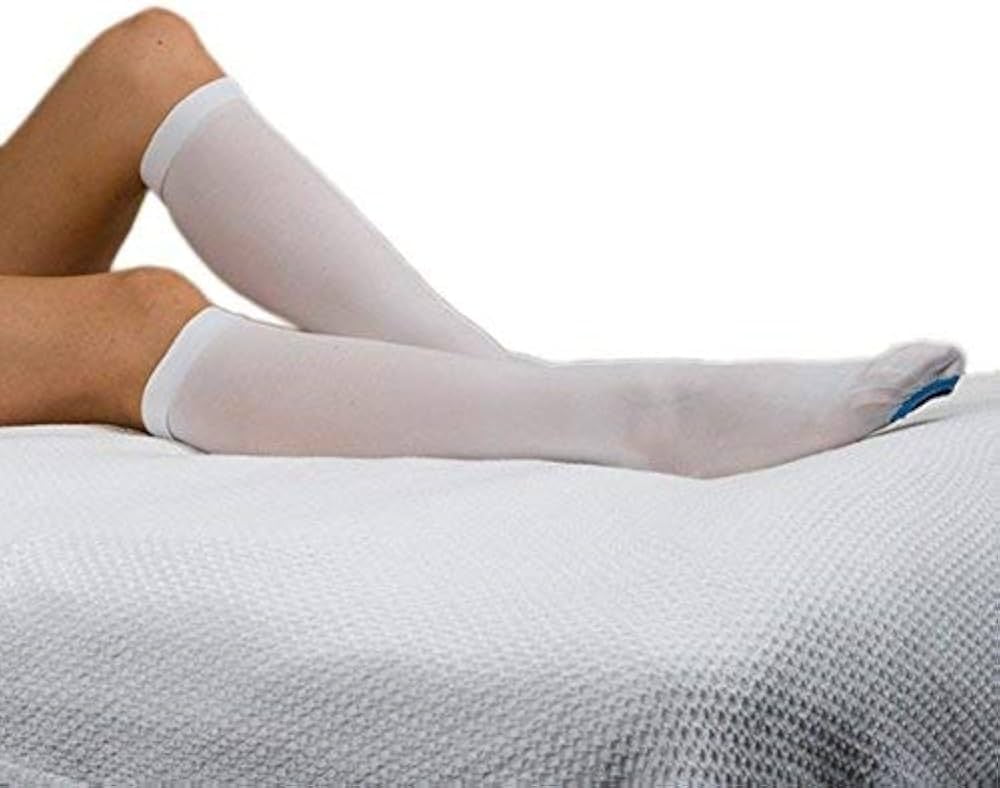 Ted Continuing Care Anti-Embolism Compression Socks, Knee-High, Tube, Graduated, White, XL Long