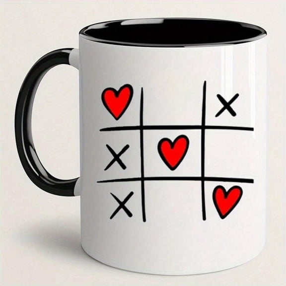 1pc Valentine S Day XOXO Coffee Mug Pink Heart Design Romantic Her Durable Ceramic Kitchen Cup with Handle Coffee or Tea Coffee Bar Accessories