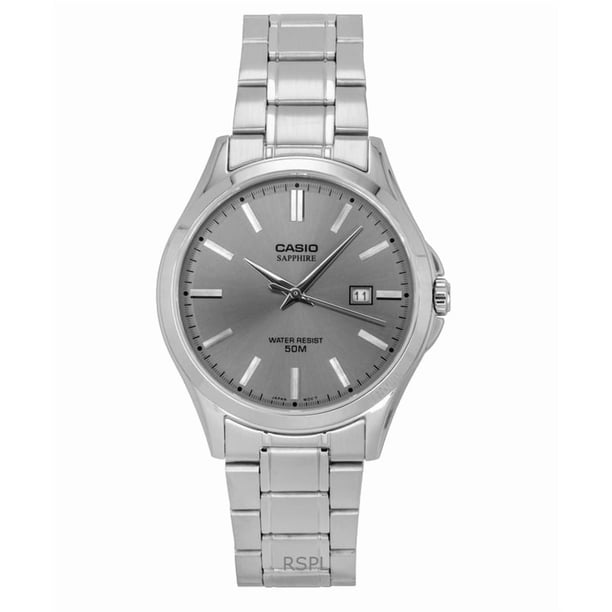 Casio Reloj Estándar Analógico de Acero Inoxidable con Esfera Gris de Cuarzo MTS-115D-8AV para Hombre
