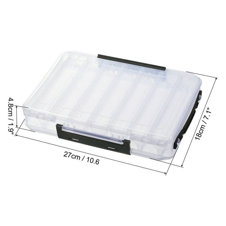 Double Side Fishing Lure Storage Box Large Plastic Fish Tackle Organizer,  Clear White 