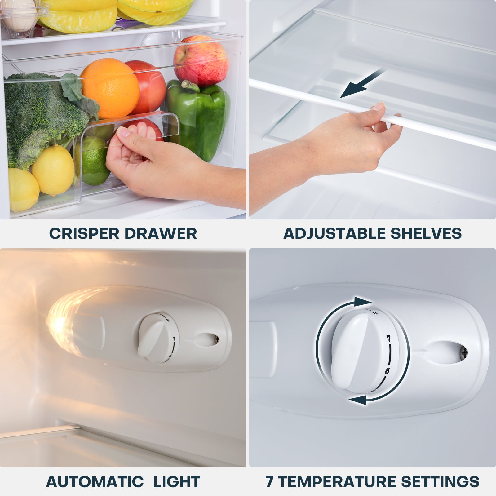 Upstreman 3.1 Cu.Ft Mini Fridge with Top Freezer, Two Door Compact Refrigerator Small Fridge for Home Kitchen Office Dorm Apartment Garage, BD311 Black