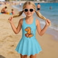 thumbnail image 3 of Uourmeti Cartoon Dinosaur Guitarist Skirted One-Piece Swimsuit for Girls - Quick Dry, Stretchy Swim Dress for Beach & Pool Vacations, 3 of 8