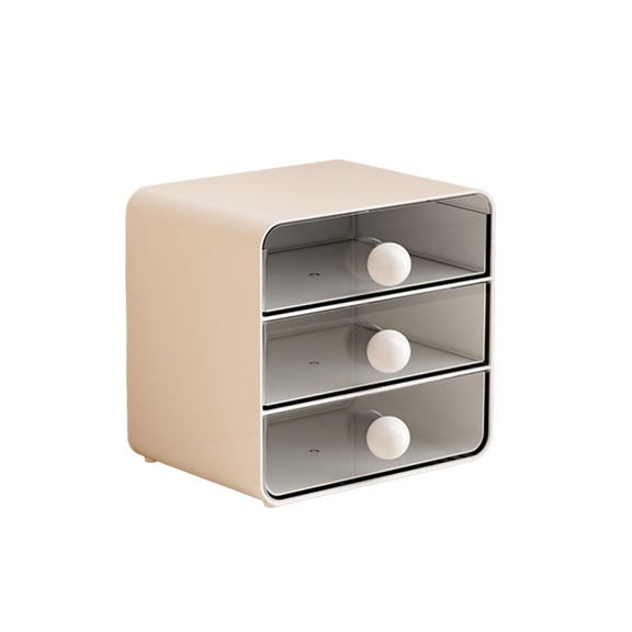 Desktop Drawer Organizer 3-Layer Plastic Storage Box with 3 Drawers for Makeup Brushes Stationery Cosmetics Home Office Dormitory White