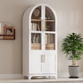 thumbnail image 2 of CQSXDA Versatile 71 Inch Tall Arched Kitchen Pantry Cabinet With Glass Door And Adjustable Shelves,Featuring Hidden Drawer Farmhouse Storage Cupboard, White, 2 of 21