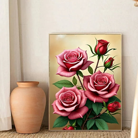 Kit DIY Art Craft Home Decor Multicolor Floral Design on Canvas Diamond Embroidery,30*40cm, frame not included.,2892