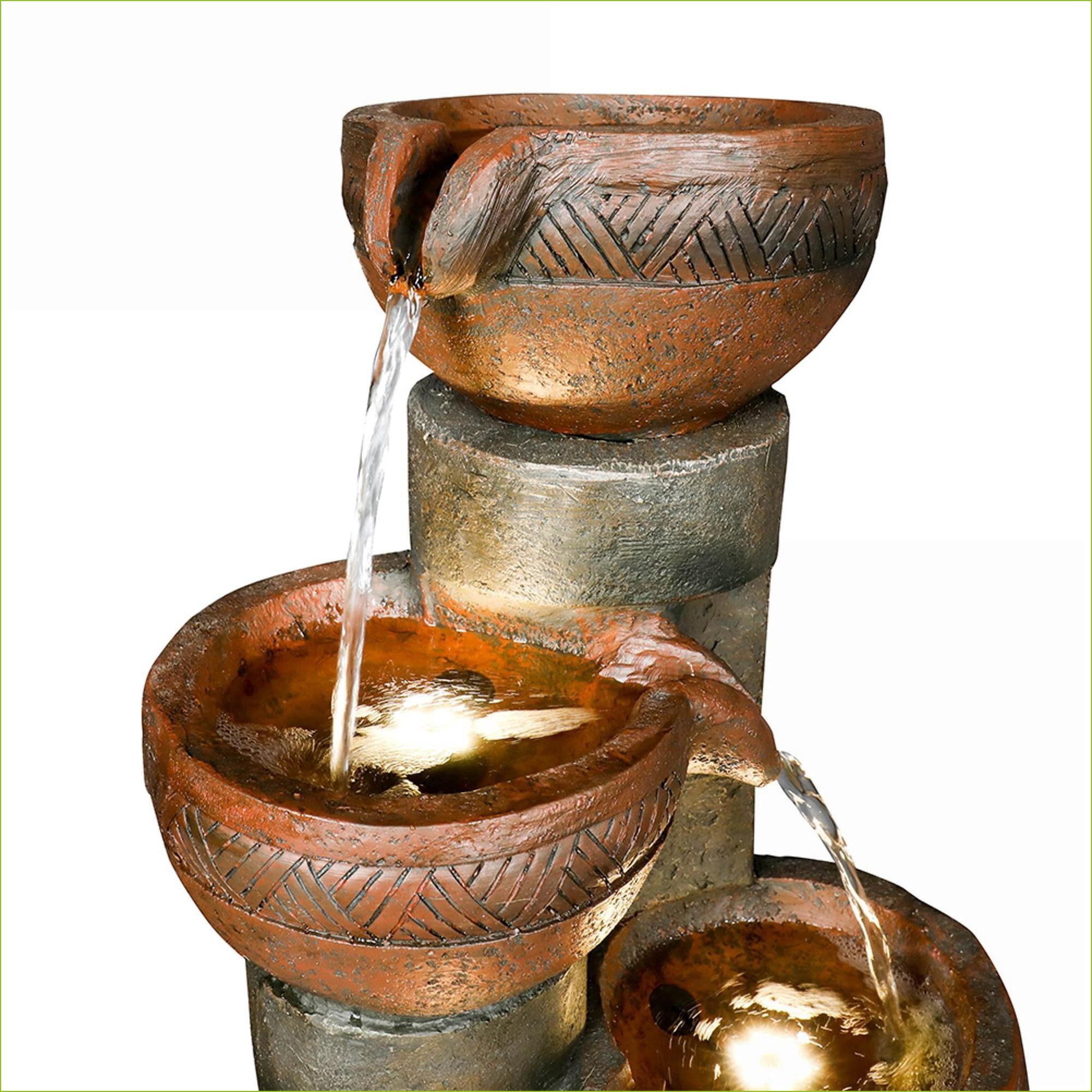 Fountains 5-Tier 39.7" Outdoor LED Garden Fountain for Patio Yard | Resin | Tiered Fountain
