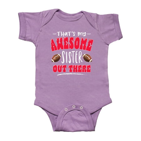 

Inktastic That s My Awesome Sister Out There with Footballs Gift Baby Boy or Baby Girl Bodysuit
