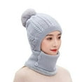 thumbnail image 2 of GRNSHTS Women's Fleece Lined Beanie Knit Hat,Winter Scarf Mask Set for Women,Girls Warm Hat Earmuffs Cap with Pom (Gray), 2 of 5