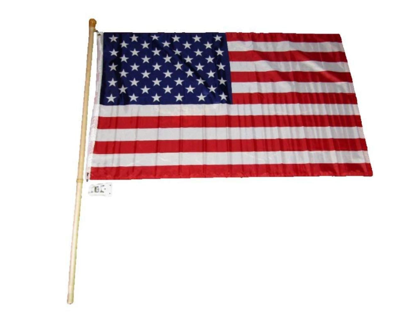 Air Force Wings Black White Flag 5 Ft Wood Flag Pole Kit Bracket With 3x5 U.S 