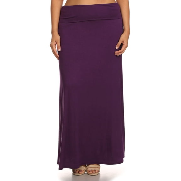 Women's Plus Size Flowy Solid Maxi Skirt for Everyday Wear