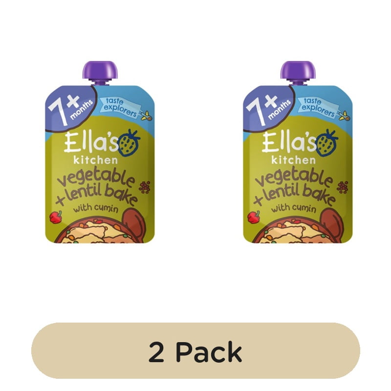 Ella's Kitchen Vegetable & Lentil Bake Baby Food Pouch 7+ Months 130g, British Import (Pack of 2)