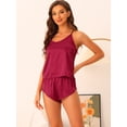 thumbnail image 3 of DARING DIVA Women's Satin Backless Lingerie Tops with Shorts Cami Pajamas Sets XL Red, 3 of 7