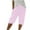 Pink, variant on Pxkloy Women's Beach Shorts Summer High Waisted Drawstring Bermuda Shorts Knee Length Cotton Linen Short Pants with Pockets Blue,L