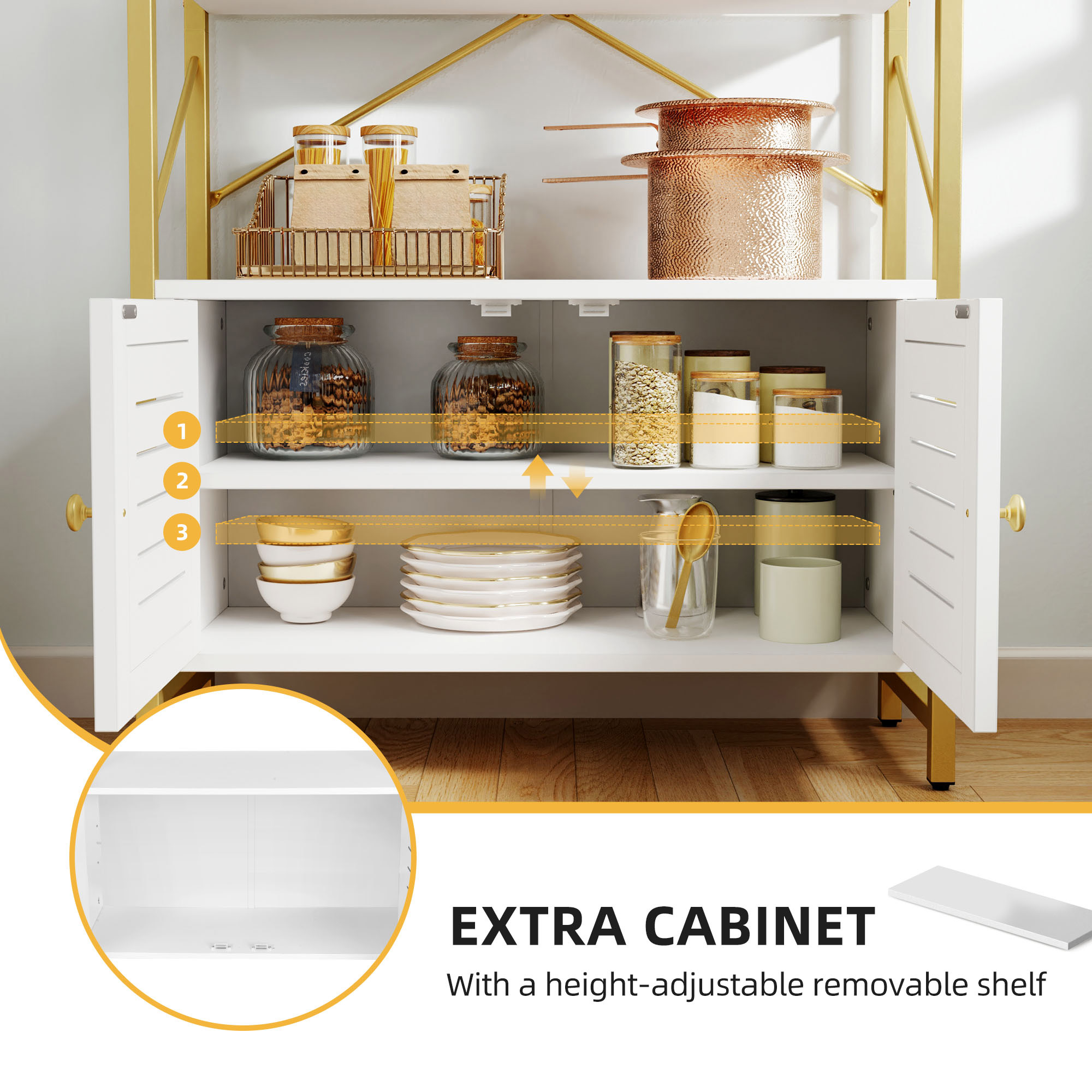 Uforic 5 Tier Bookcase with Doors, Freestanding Bookshelf with Storage Cabinet for Home Office