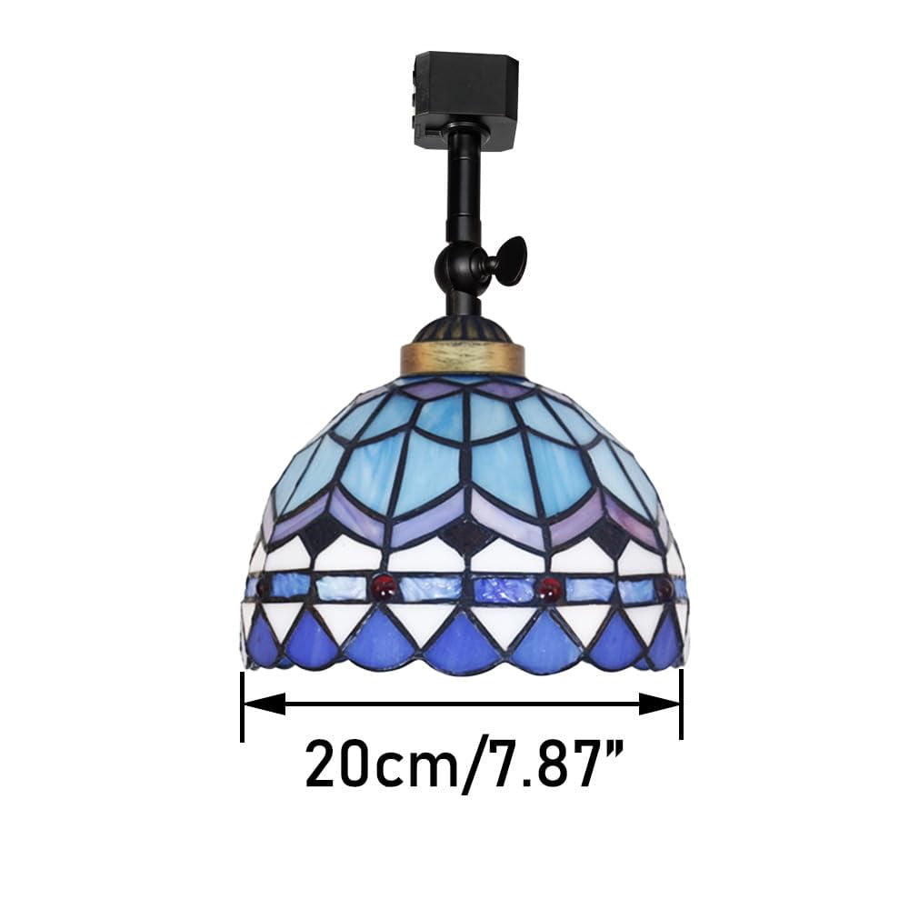 KAYYELAMP 3-Pack J-Type Track Head Lighting Adjustable Angle Tiffany Ceiling Light Blue Glass Shade Handmade Antique Retro Track Light Fixture For Gallery Mirror Front