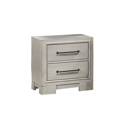 Modern Farmhouse 1-Piece Nightstand with Square Legs and Sleek Handles in Antique White Finish for Bedroom Furniture