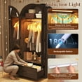 thumbnail image 2 of Arched Wardrobe Closet with LED Sensor Light & Hidden Mirror, Farmhouse Bedroom Armoire with Drawer, 71" Freestanding Closet with Hanging Rod, 2 of 10