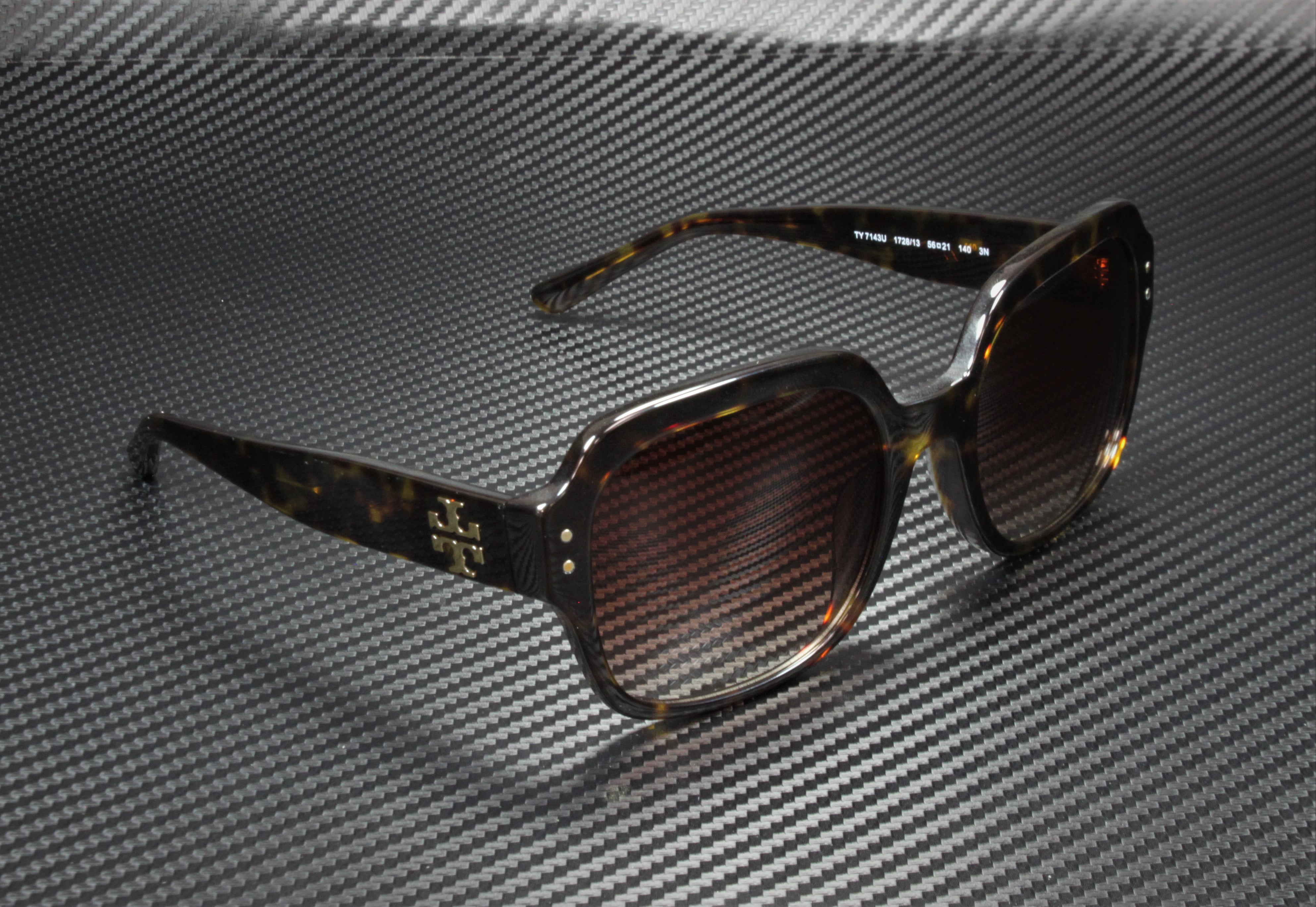 Tory Burch TY 7143U Plastic Womens Square Sunglasses Dark Tortoise 56mm Adult