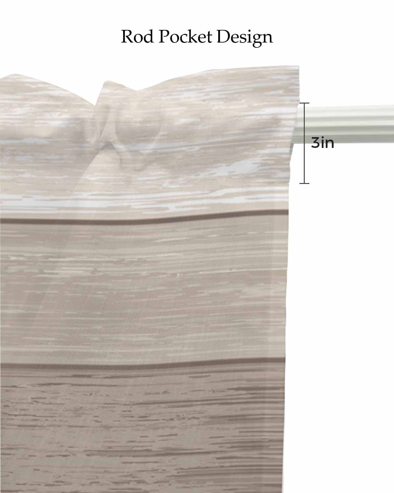 Brown Farmhouse Linen Curtain Valance for Bedroom/Bathroom/Kitchen/Office/Living/Dining Room Window,Vintage Gradient Retro Wooden Grain Pocket Topper Drapes Decorative Cafe Drapery Panel 54"x18"