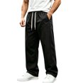 thumbnail image 2 of Ihhxva Men's Elastic Waist Pants Straight Leg Casual Loose Fit Summer Solid Color Stretchable Trousers Daily Wear Slacks - Black 4XL, 2 of 8