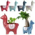 thumbnail image 3 of Ceramic Animal Succulent Planter Pots - 1 Packs 6 inch Cute Alpaca/Llama & Goat Rough Pottery Unglazed Desktop Flower Plant Pots Indoor with Drainage for Herb Cactus Air Plants, Home Decor Gifts, 3 of 6