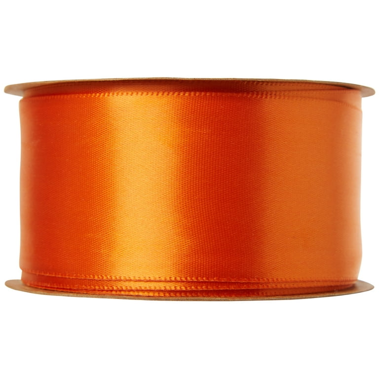Burnt Orange Wired Ribbon, Fall Orange Ribbon, Faux Burlap 1 1/2 Inch Ribbon,  1.5 Inch Ribbon 