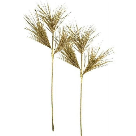 25 in. Glittered Spray Branch Pick for Christmas Decoration, Gold - Pack of 2