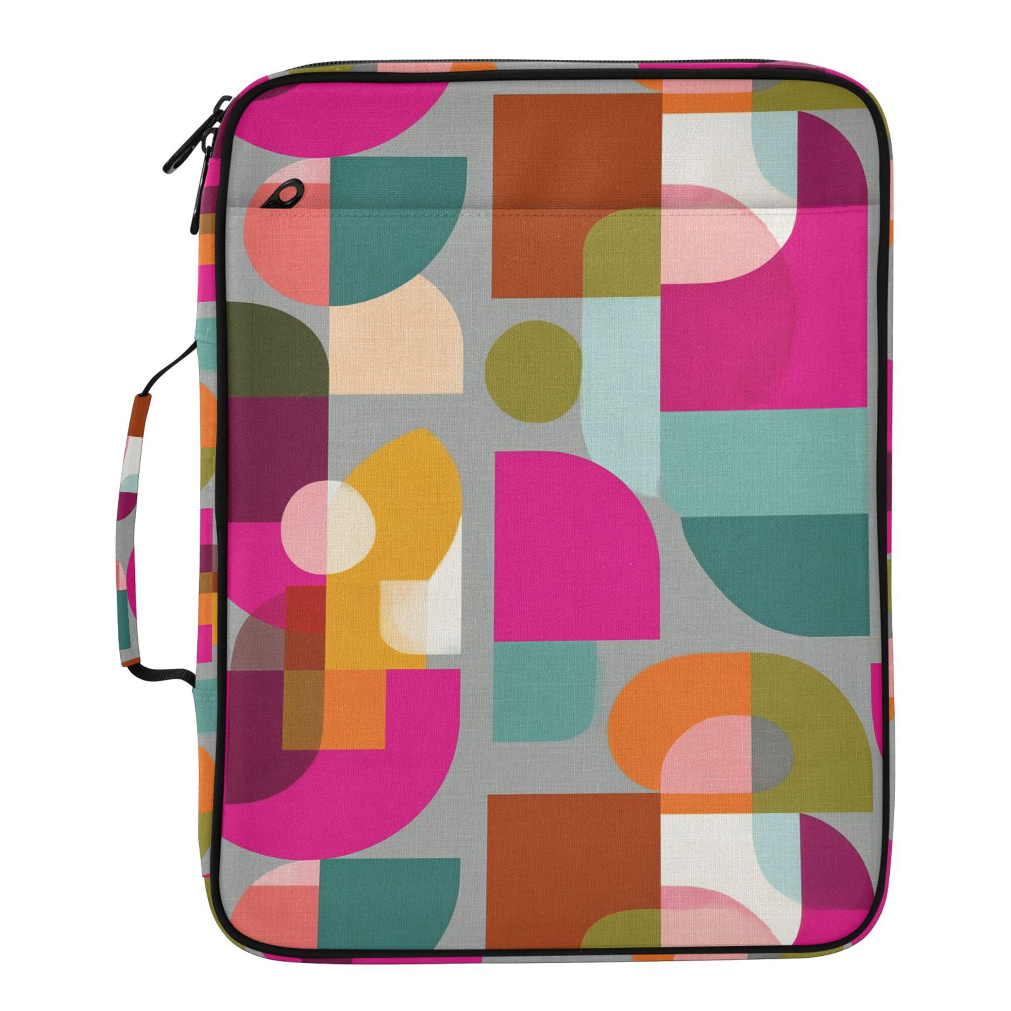 FORMRS Accordion File Folder A4 Size 7-Pocket Expanding Document Organizer Bag with 3 Ring Binder, Abstract Geometric Pattern