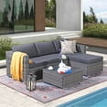 thumbnail image 5 of Patiorama 5-Piece Patio Furniture Set, Outdoor Sectional Conversation Set, All-Weather Dark Gray PE Wicker with Beige Cushions, Outdoor Backyard Porch Garden Poolside Balcony, 5 of 10