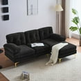 thumbnail image 4 of Modern 82.6" L-Shaped Velvet Sofa for Living Room, Bedroom, 4 of 26