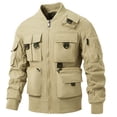 thumbnail image 2 of Men Bomber Jacket Military Jacket with Multi Pockets (Khaki XXXL), 2 of 4