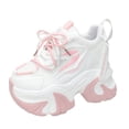 thumbnail image 3 of Willtoo Womens Chunky Platform Sneakers Lace Up Color Block High Heel Casual Shoes Fashion Thick Sole Comfort Walking Shoes, 3 of 6