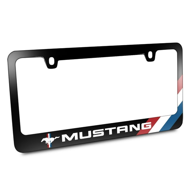 Ford Mustang TriBar Stripe Black Metal License Plate Frame Walmart