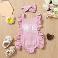 thumbnail image 2 of Rovga Baby Girl Bodysuits Fly Sleeve Cartoon Letter Prints Ruffles Romper Bodysuits Clothes Headbands, 2 of 8