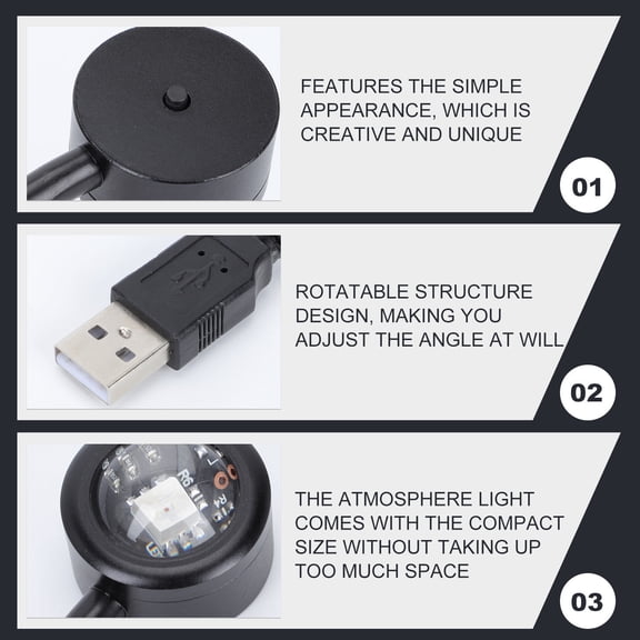 STOBOK 1Pc Indoor Projection Lamp Black Rotatable USB Atmosphere Lamp for Scene Decor