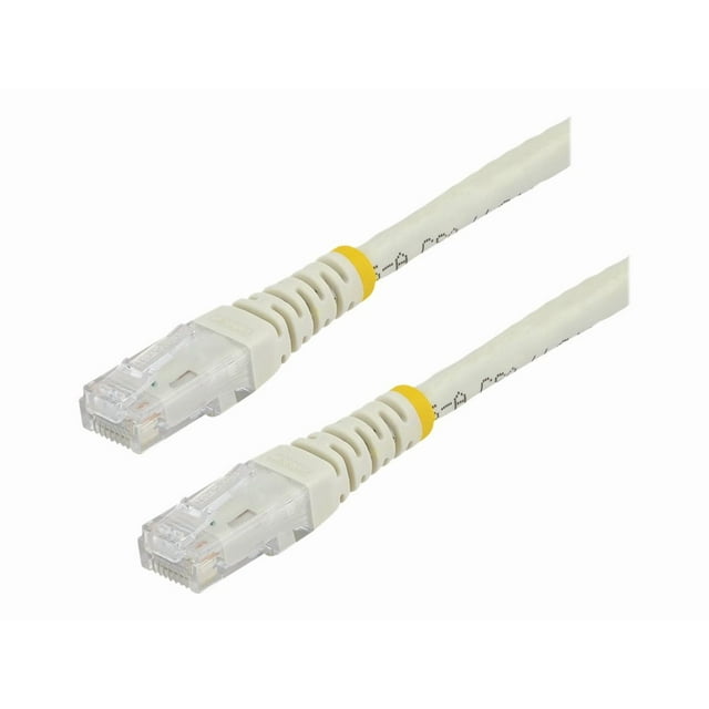 StarTech.com 5ft CAT6 Ethernet Cable, 10 Gigabit Molded RJ45 650MHz 100W PoE Patch Cord, CAT 6 10GbE UTP Network Cable with Strain Relief, White, Fluke Tested/Wiring is UL Certified/TIA - Category 6 - 24AWG (C6PATCH5WH) - Patch cable - RJ-45 (M) to RJ-45 (M) - 5 ft - UTP - CAT 6 - molded - white