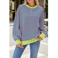 thumbnail image 6 of Sweatshirt For Women Oversized Long Sleeve Striped Pullover Color Block Crewneck Casual Loose Tops Y2K Clothes Workout Shirt, 6 of 7