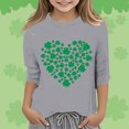 thumbnail image 2 of KKBOTIVE St Patrick's Day Long Sleeve Tees for Girls Cute Shamrock Graphic T Shirt Kids Festive Tops, Grey Size: 11-12 Years, 2 of 4