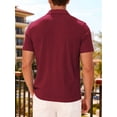 thumbnail image 5 of Mens Casual Shirt Summer Short Sleeve Vacation Button Beach Knit Stretchy Golf Shirts Wine Red XXL, 5 of 7