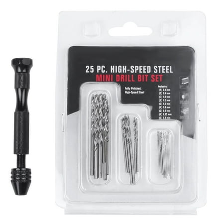 

Hand Twist Drill Bits Set DIY Precision Pin Vise Model Mini Hand Spiral Drill with 25pcs 0.3mm to 3.0mm -Drill Bits (Black)