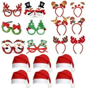 Inevnen 36 Pcs Christmas Glasses Hat Set with Cartoon Pattern, Party Decoration for Kids / Adult