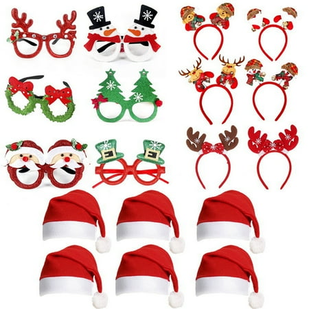 Inevnen 36 Pcs Christmas Glasses Hat Set with Cartoon Pattern, Party Decoration for Kids / Adult