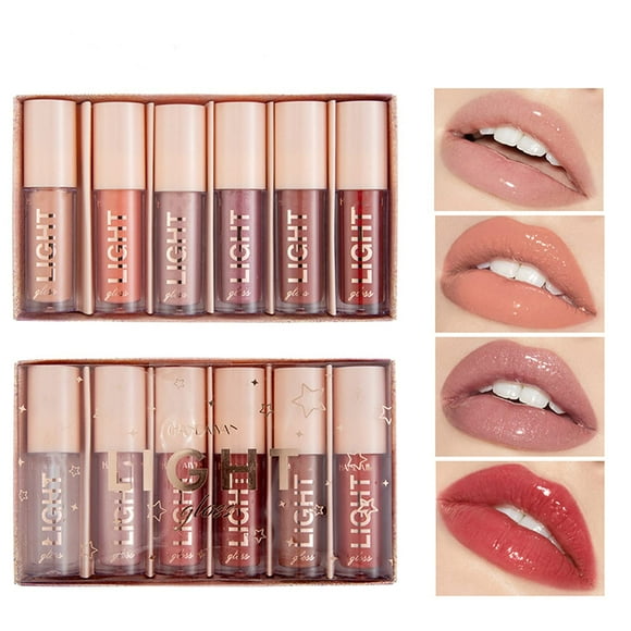 Light Lipgloss 6PCS Moisturizing and Shiny Lip Gloss Non-Sticky Glossy Lipgloss (6PCS Set B)