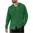 thumbnail image 4 of Mens Long Sleeve Shirts Drawstring Hooded Sweatshirt Casual Button Shirts, 4 of 5