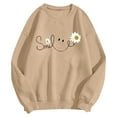 thumbnail image 4 of Sweatshirt for Women Smile Letter Print Long Sleeve Lightweight Pullover Floral Graphic Relax Fit Fall Tops, 4 of 5