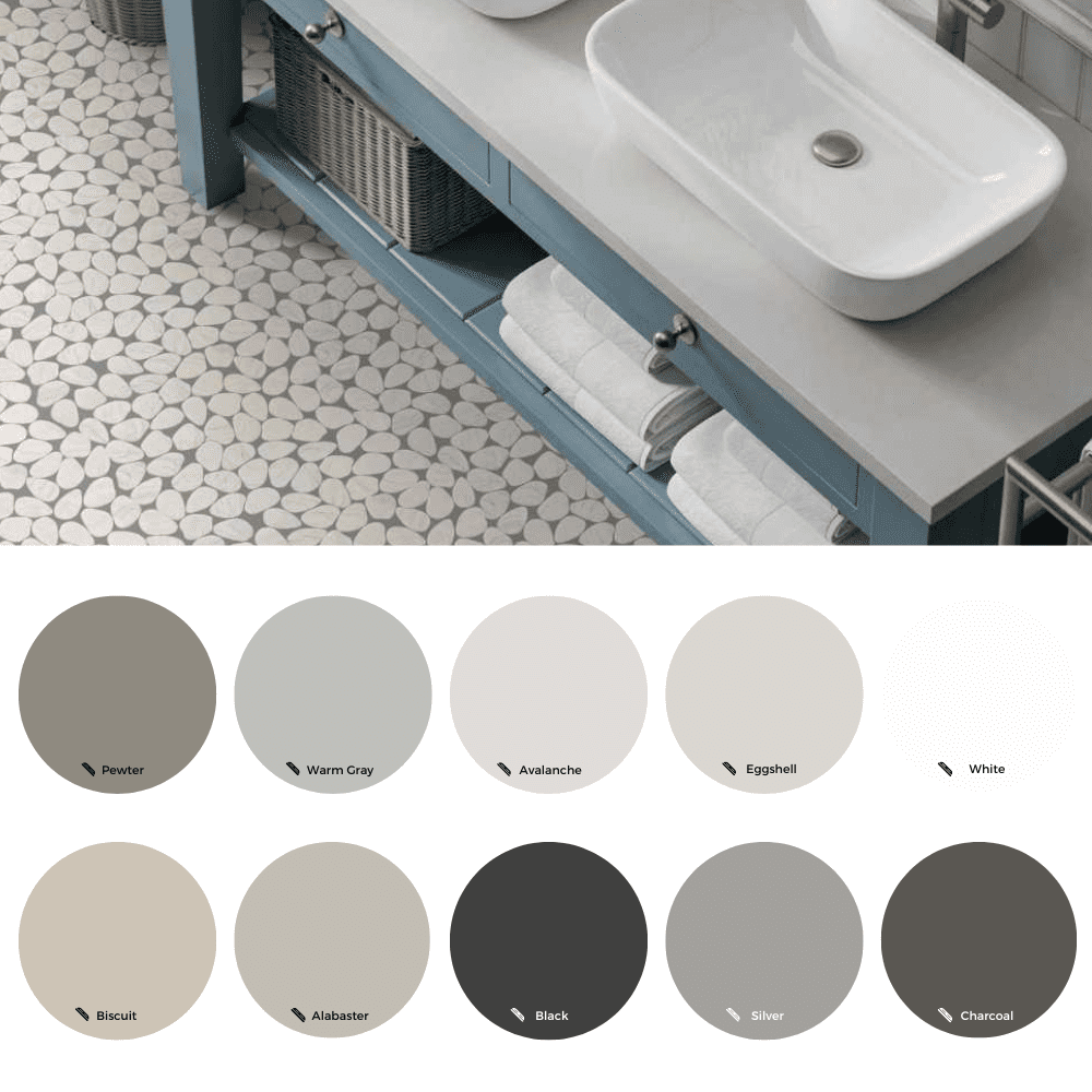 The Tile Life Recycled Cenote Pebble 13" x 13" Crema Matte Glass Mosaic Tile 1 Sheet